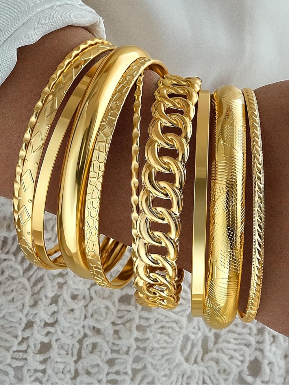 Anthropologie Gold-Tone Layered Bangle Bracelet Set